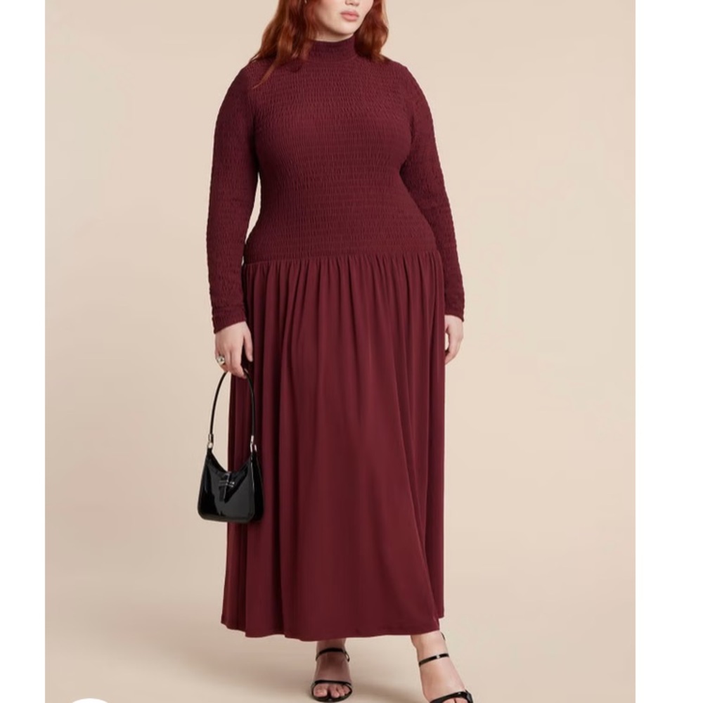 New w Tag: Eloquii Smocked Midi Long Sleeve Dress. Size 20